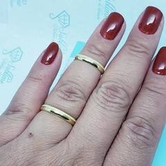 Par de aliança slim noivado casamento minimalista meia cana 3mm ouro 18k na internet