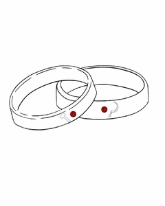 Aliança Reta 4mm (par) com desenho personalizado e pedra zircônia prata 950 - comprar online