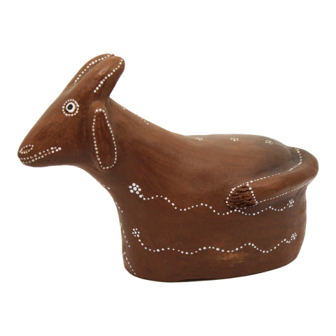 Escultura Bumba Meu Bode em cerâmica terracota de Jane Maria