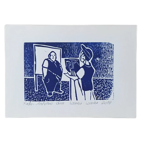 Xilogravura O Retrato em Azul do Álbum Lambe Lambe de Antônio Dias