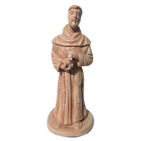 Escultura São Francisco e a pomba em cerâmica de Ivanildo de Tracunhaem - comprar online