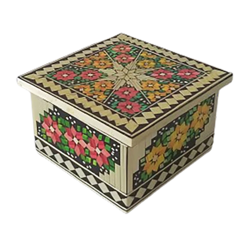 Caixa Estrela Rose encaixe em palha de Leonilda Stoikovitch