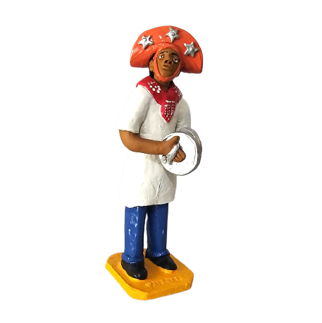 Escultura Músico na Banda com Prato em cerâmica do Mestre Luiz Antônio