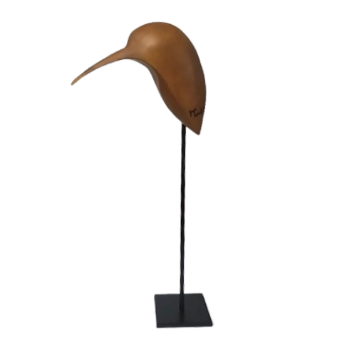 Escultura Socó tridimensional em madeira com base de Gegê Pedrosa