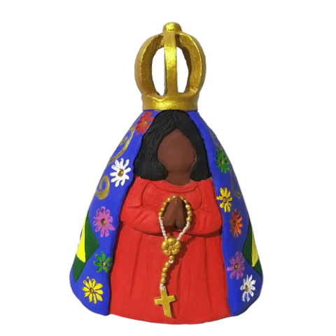 Escultura Nossa Senhora Aparecida do Brasil em cerâmica de Leila Lima