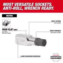 Set de 11 bocallaves con punta hexagonal de encastre de 3/8″ (Métrico) Milwaukee 4822-9543