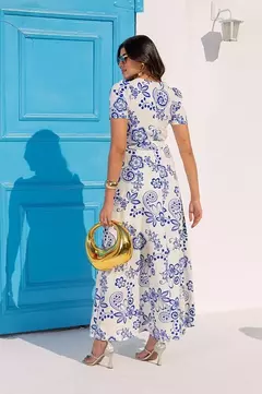 VESTIDO LONGO OFF FLOR AZUL - comprar online