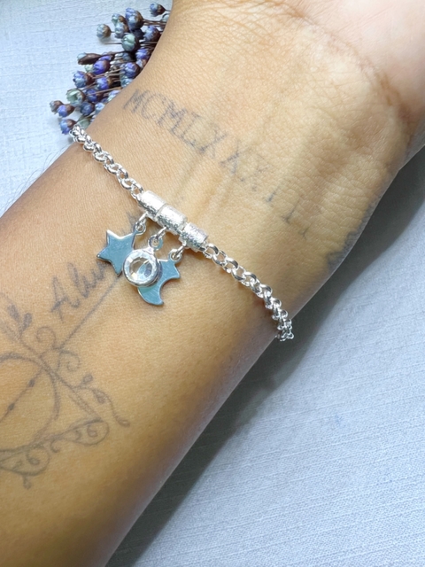 Pulseira Lua, Zircônia e Estrela