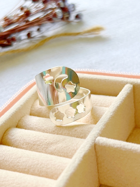 Anel Regulável Lua e Estrelas