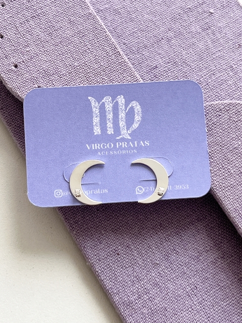 Brinco Lua com Zircônia