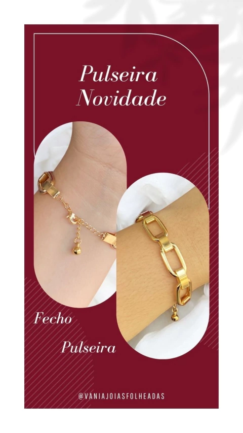 Pulseira de Elos Retangulares, com extensor pingente bola.21cm. - comprar online