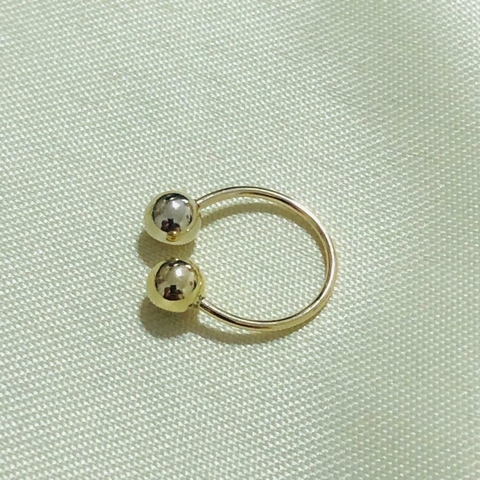 Piercing duas bolas, folheados a ouro 18k.cod;924