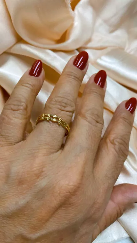 Cod an28 Anel em ramos folheados.