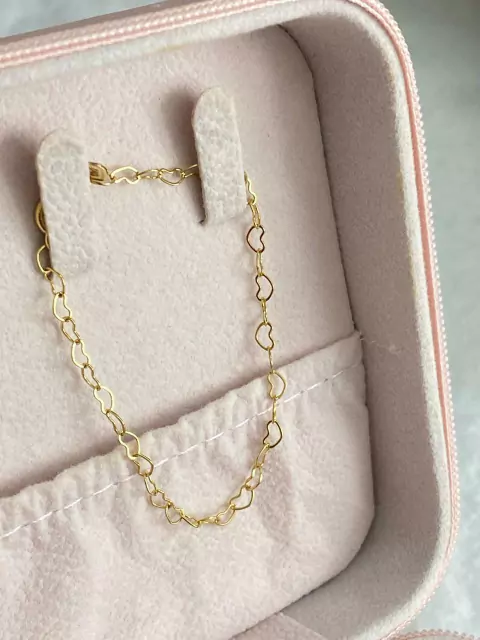 Cod 601.Pulseira infantil 14cm, De coraçãozinho vazados.