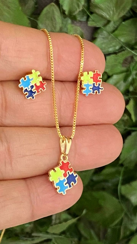 Conjunto infantil do AMOR (autista). Corrente40cm.