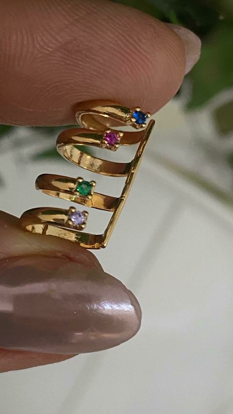 Cod 1130 piercing quatro arco , com zircônios coloridos.(encaixe).