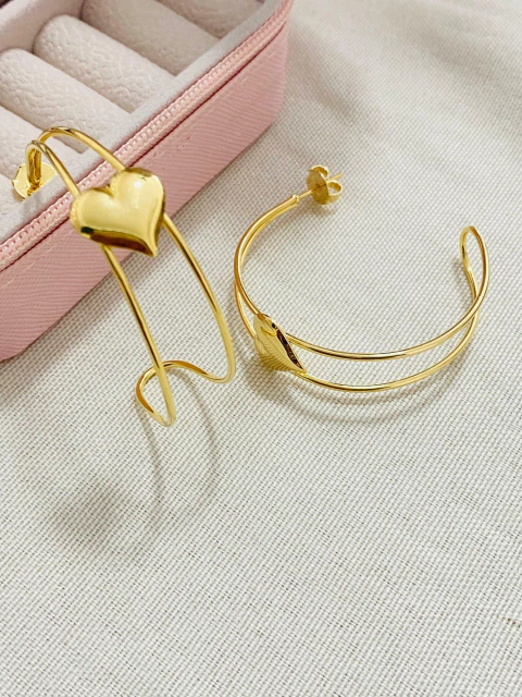 Cod 367; Argola tamanho médio com coração - comprar online