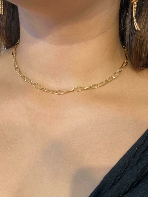 Colar Choker, modelo corrente , folheados a ouro 18k ,cod;604 - comprar online