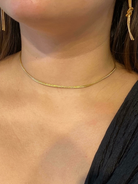 Cod 582 choker lamina fina, folheados a ouro 18k. - comprar online
