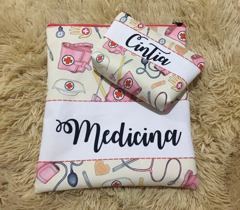 Kit Porta Jaleco Medicina COM NOME