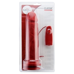 Prótese com vibro externo vermelha 25x6cm - comprar online