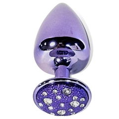 Plug M com pedra cravejada em strass - lilás