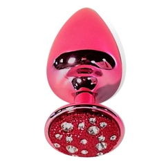Plug M com pedra cravejada em strass - vermelho