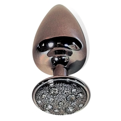 Plug M com pedra cravejada em strass - preto
