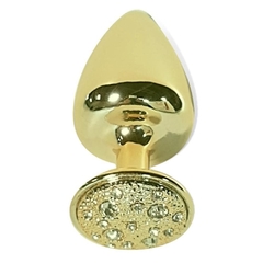 Plug M com pedra cravejada em strass - dourado