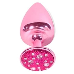 Plug M com pedra cravejada em strass - rosa