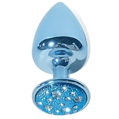Plug P com pedra cravejada em strass - azul