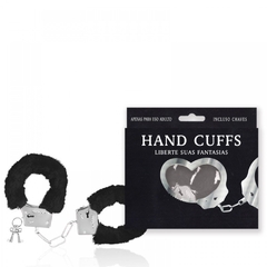 Algema pelúcia preta Hand Cufs