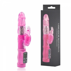 Vibrador Rotativo com Estimulador Clitoriano Coelho 12 Vibrações -USB