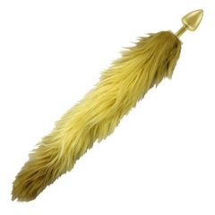 Plug de metal dourado com rabo degradê bege
