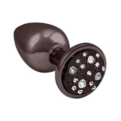 Plug P com pedra cravejada em strass - preto