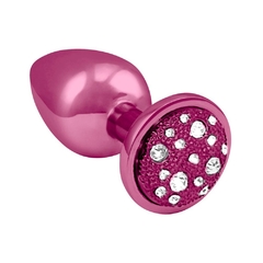 Plug P com pedra cravejada em strass - rosa