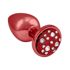 Plug P com pedra cravejada em strass - vermelho