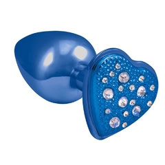 Plug com pedra de coração cravejada em strass - azul