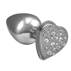 Plug com pedra de coração cravejada em strass - cromado