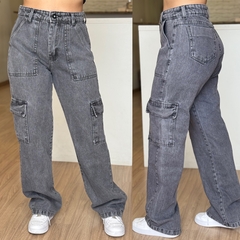 WIDE LEG CARGO MARMORIZADA PRETA - comprar online