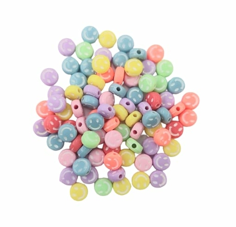 MIÇANGA ENTREMEIO REDONDO SMILE COLORIDO (7MM)- 50 GRAMAS