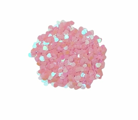 APLIQUE CONFETE CORAÇÃO ROSA BEBÊ HOLOGRÁFICO - 15 GRAMAS