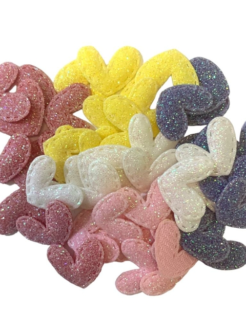 APLIQUE CORAÇÃO GLITTER - 10 UNIDADES