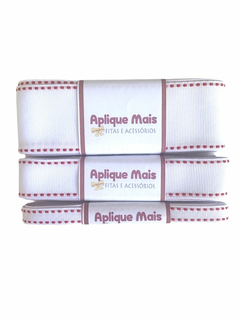 FITA PESPONTADA YAMA - WHITE RED 029R - 2 METROS