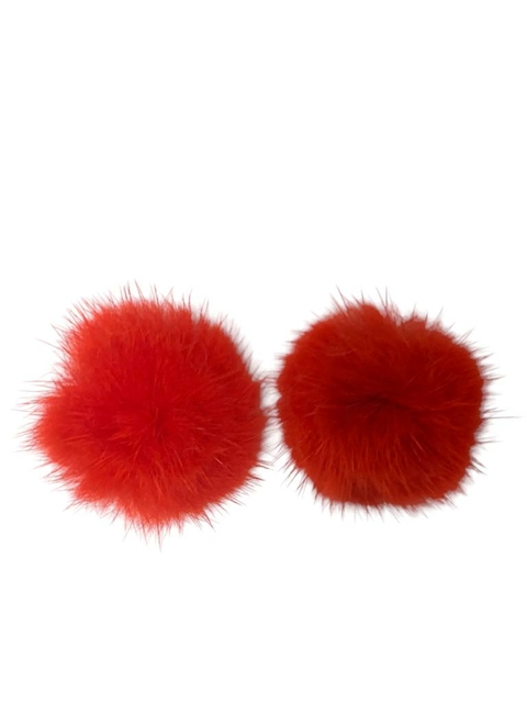 APLIQUE MEIO POMPOM PELÚCIA VERMELHO (4,0 CM) - 2 UNIDADES