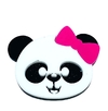 APLIQUE ACRÍLICO PANDA DE LACINHO ROSA (4 CM) - 1 UNIDADE