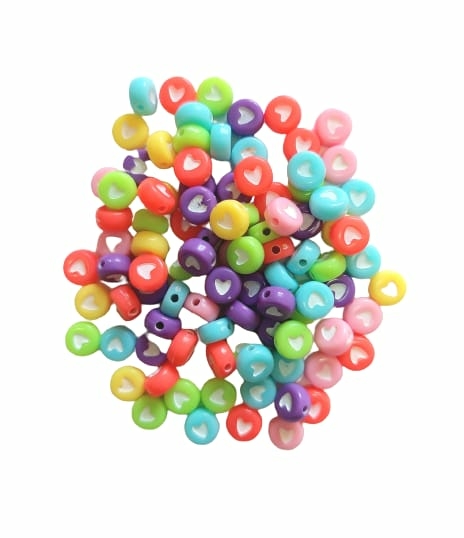MIÇANGA ENTREMEIO REDONDO COM CORAÇÃO COLORIDO (7MM) - 50 GRAMAS