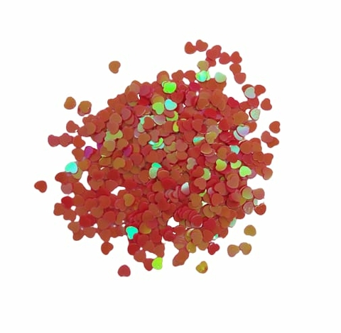APLIQUE CONFETE CORAÇÃO VERMELHO MELANCIA HOLOGRÁFICO - 15 GRAMAS