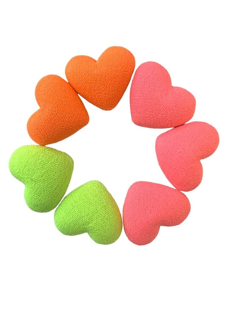 APLIQUE CORAÇÃO MINI TECIDO NEON - 5 UNIDADES
