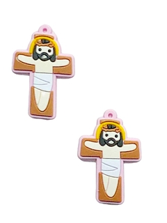 APLIQUE CRUCIFIXO ROSA EMBORRACHADO - 2 UNIDADES